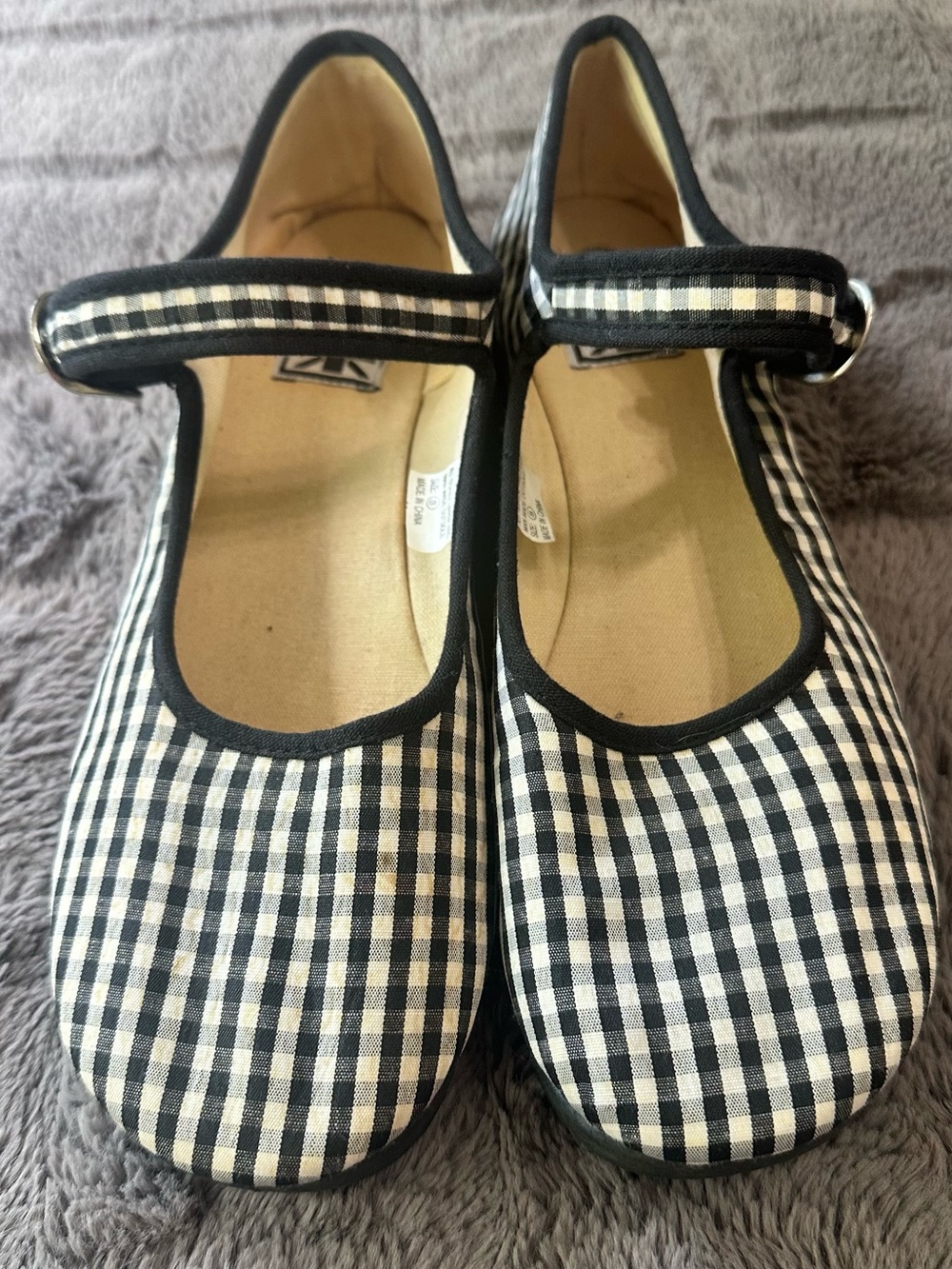 T.U.K Black and White Gingham Mary Jane Flats (shoe26)